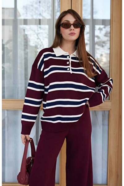 AYZEY Polo Neck Striped Sweater
