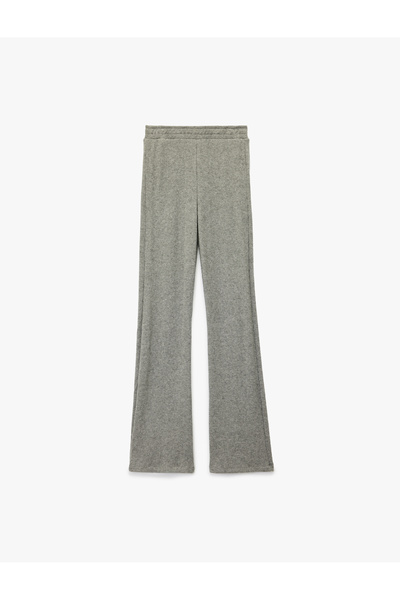 Koton Elastic Waist Straight Wide Leg Textured Pants