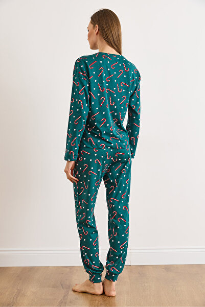 Olalook Women's Candy Green 100% Cotton Long Sleeve Slim Leg Pajama Set Pjm-00000025