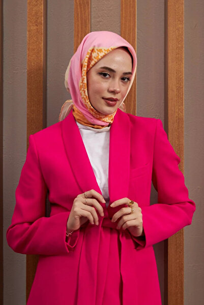 İpekhan Geometrik Desen Serisi Pudra Pamuk Viskon Eşarp 1126-09