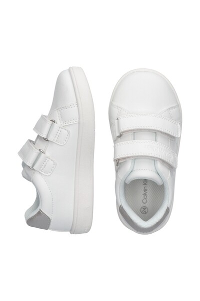 Calvin Klein Girls White Polyurethane Low Cut Velcro Sneakers