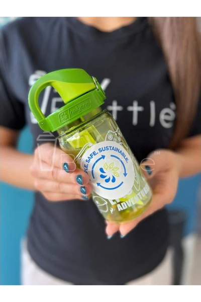 Nalgene By Styli OTF Kids Water Bottle, Green with Sprout Sustain
