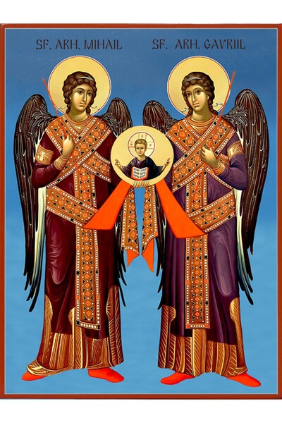 OEM εικόνα ζωγραφισμένη σε ξύλο Άγιοι Μιχαήλ και Γαβριήλ