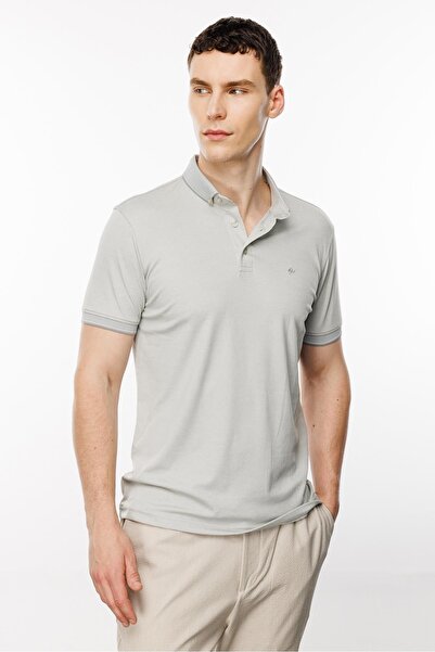 İgs Сірий стандартний крій, вузький крій, ґудзики, поло-комір, прямий, короткі рукави, бавовняна футболка