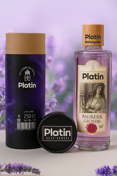 Platin Kolonya & Parfüm Platin Elit Serisi Silindir Kutu Ahşap Kapaklı 80° 25...