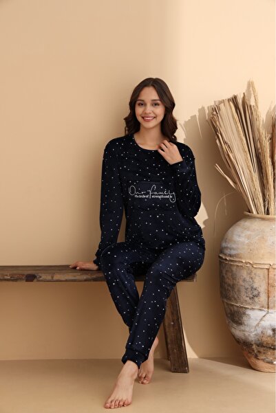 ELİTOL Kadife Family Circle Women's Pajama Set