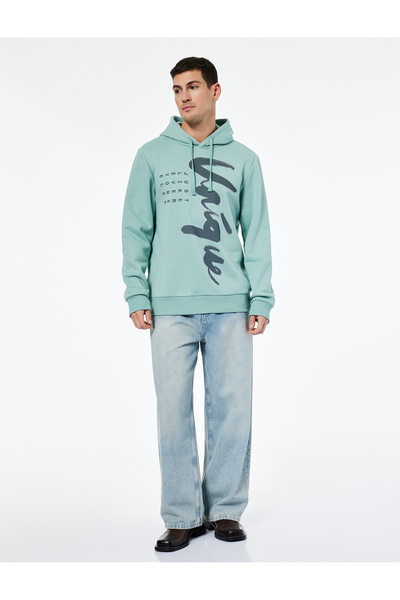 Koton Long Sleeve Printed Hooded Sweatshirt