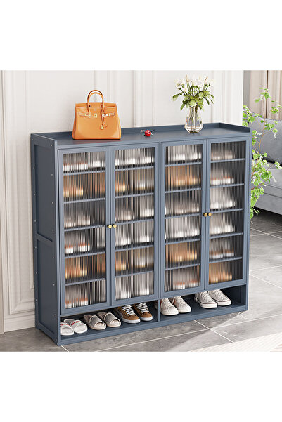 KEKE 8 Tiers Multifunctional Entryway Shoe Cabinet with 4 Doors