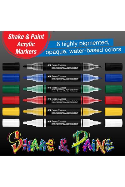 Faber Castell Faber-Castell Black Edition Shake & Paint Acrylic Marker - Box of 6 (65-285507)