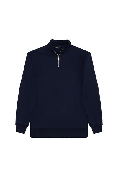 Tudors Unisex 3-Pack Navy Blue-Brown-Green Relax Fit Cotton Half-Zip Mock Neck Sweatshirt