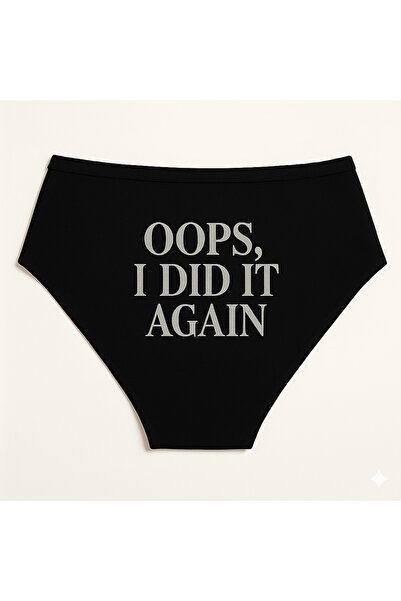 TWINTICKS سراويل داخلية نسائية سوداء، نص معدني مطبوع، ملابس داخلية مرحة