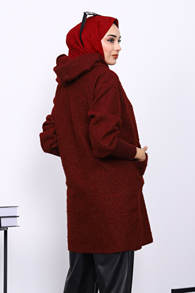 İmajButik Μπουφάν μπορντό με τσέπη με φερμουάρ