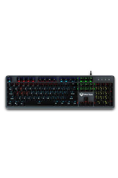 MeeTion MK007 Mechanical Gaming Keyboard, RGB Rainbow, Outemu Blue, Black, USB