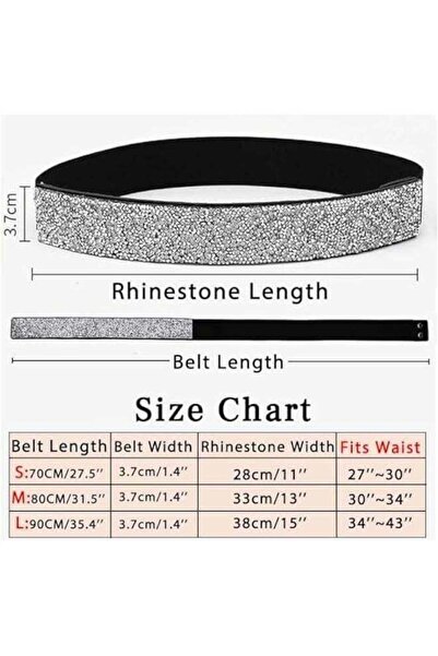 Generic Rhinestone Elastic Waistband Crystal Wedding Sash Wide Waist Belt