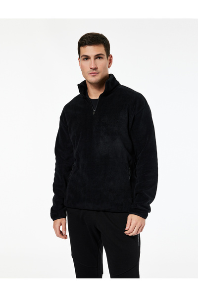 Koton Regular Fit Half Zip Fleece Sweatshirt with Pockets