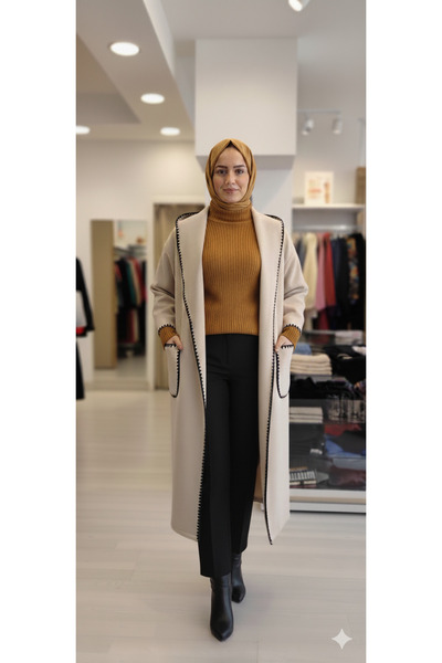 Hanım Zade Butik İnce Kaşe kumaş Kuşaklı Hırka