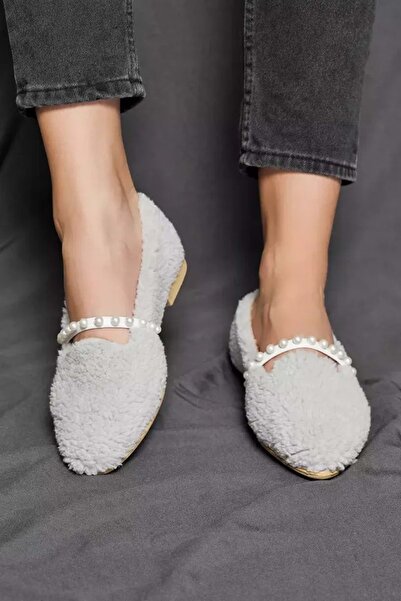 AYAKCİTY Women's Pearl Home Slippers Woolen