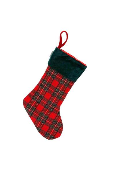 Sunman Yılbaşı Temalı Dekoratif Ekose Çorap 50 cm