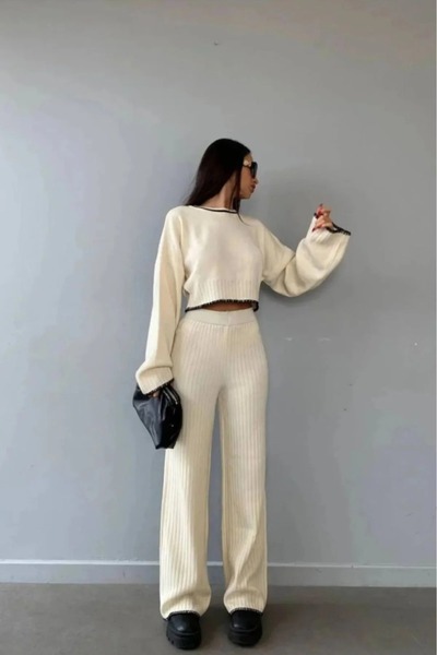 LOBOLIC Set de tricotaje pentru femei, cu croială confortabilă – Pulover și p...