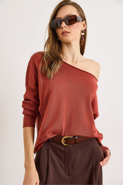 Olalook Women's Tile Boat Neck Slim Knit Sweater Kzk-19001060