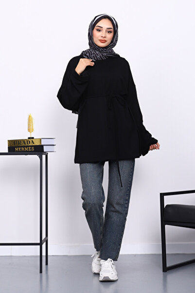 İmajButik Black Double Sleeve Modal Tunic