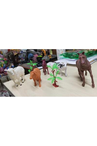 Vardem Plastik Çiftlik Hayvanları Oyuncak At Koyun İnek Tay 7 Parça
