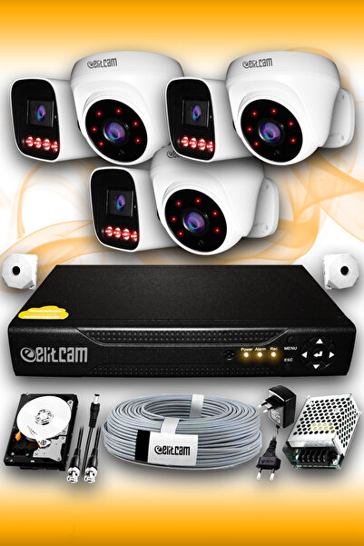Elitcam 6 Kameralı Süper 3 İç Kamera Set 100 GB 5 MP 2K Net Gece Görüşlü Güve...