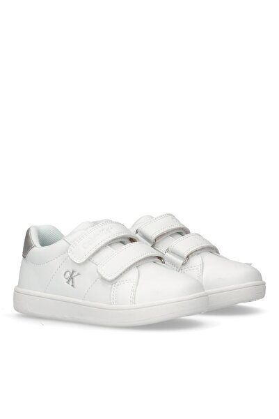 Calvin Klein Girls White Polyurethane Low Cut Velcro Sneakers