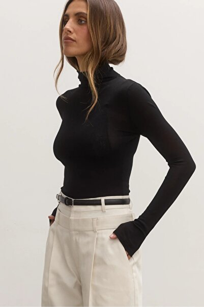 World Fashion Trends Fisherman Collar Knitted Long Sleeve Blouse