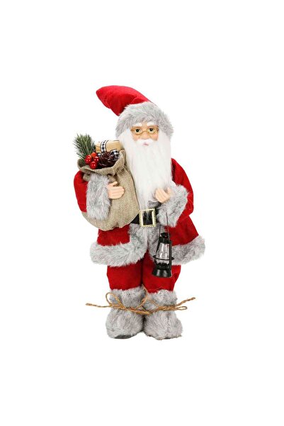 Sunman Gri Kürklü Noel Baba Dekoratif Biblo 41 cm