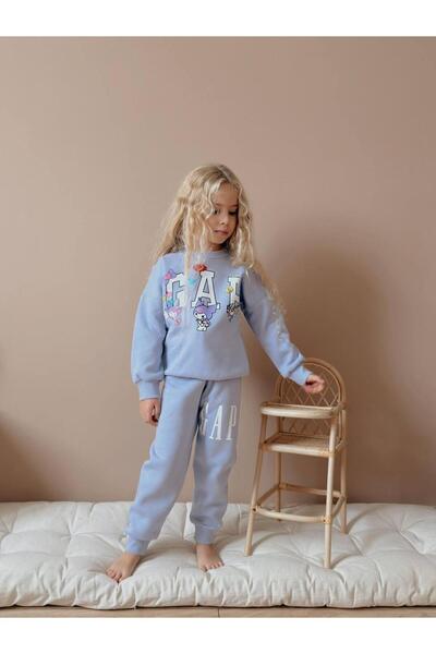 MİLAYS LİFE HOME COLLECTİON Κοριτσίστικο σετ χειμερινής φόρμας 3 κλωστών 100% βαμβακερό χοντρό βαμβακερό χρωματιστό