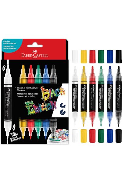 Faber Castell Faber-Castell Black Edition Shake & Paint Acrylic Marker - Box of 6 (65-285507)