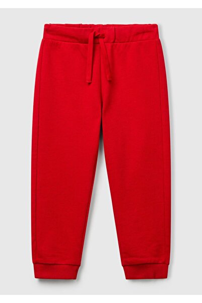 United Colors of Benetton Boy's Red Back Pocket Logo Sweatpants