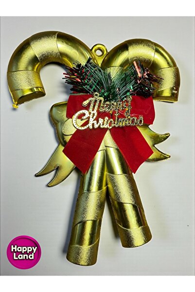 Happyland Christmas Ornament Set of 2 Candy Cane Ornament Gold Door Wall Tree...