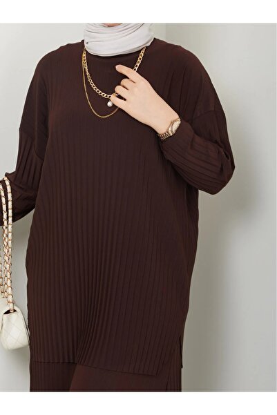 modapark.ist Women's New Season Self-Folded Stylish Skirt-Looking Pants Tunic Set