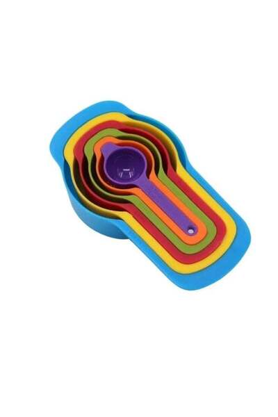 Premium مجموعة أكواب قياس ملونة - أدوات قياس بلاستيكية قابلة للتكديس من 6 قطع للمطبخ