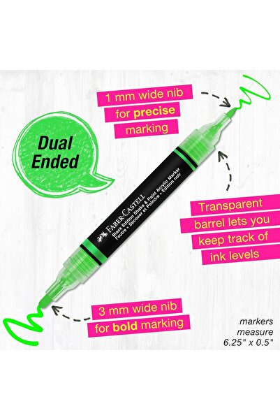 Faber Castell Faber-Castell Chic and Paint Acrylic Marker Pens - Neon 4-Pack, Double-Ended