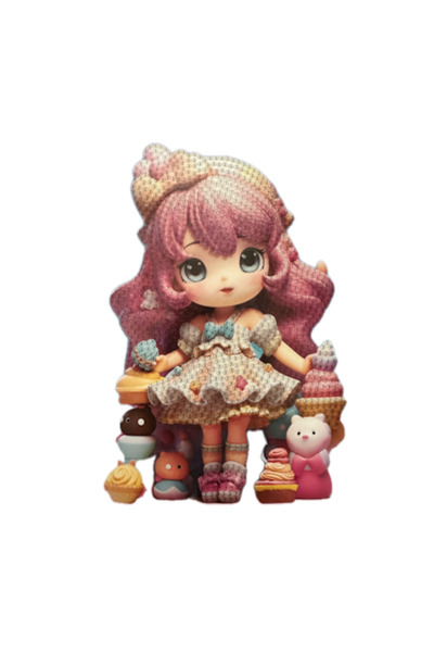 Almido Set mozaic broderie cu diamante 5D Almido, model Fetita cu briose, 20 ...