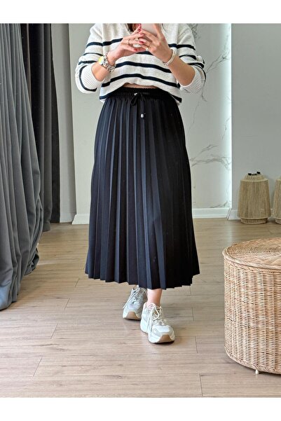 X-Young Fusta cu talie plisată și cu șireturi NEGRĂ