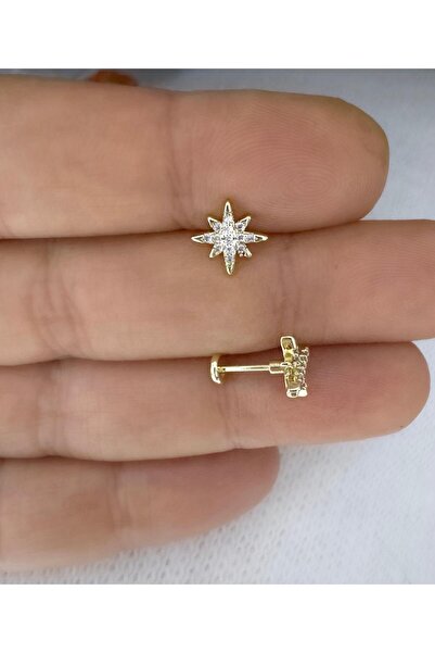 Arescollection 1 ADET ZİRKON TAŞLI TRAGUS HELİX LOBE UYUMLU PİERCİNG