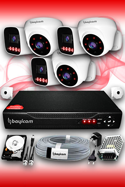 Bayicam 6 Kameralı Süper 3 İç Kamera Set 320 GB 5 MP 2K Net Gece Görüşlü Güve...