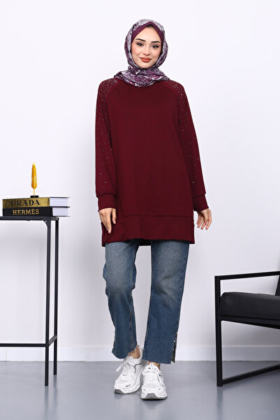 İmajButik Modal Tunic with Plum Stone Detail