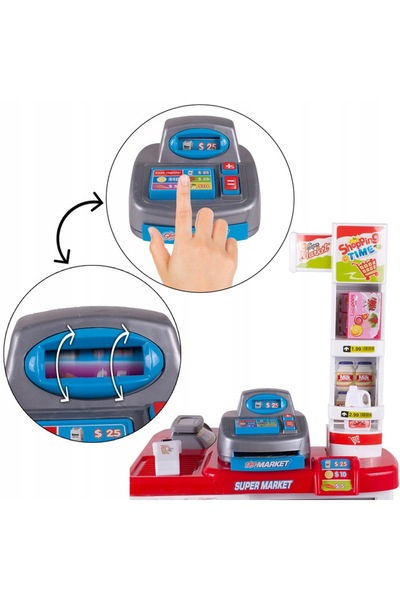 MalPlay Realistic supermarket play set for children, Malplay, with cash register, mobile cart, display stand