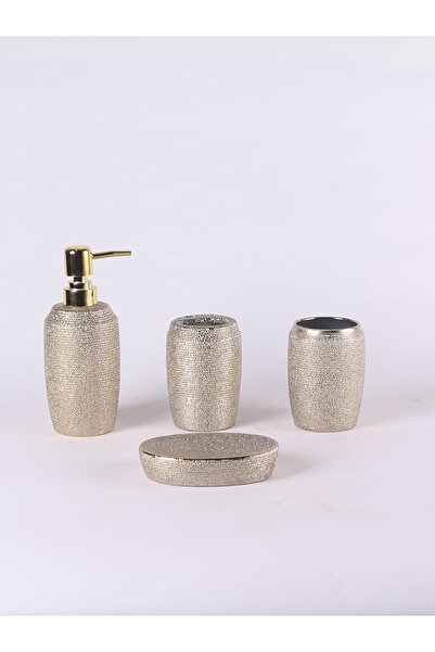 Orchid By Styli طقم حمام لامع من 4 قطع، ذهبي