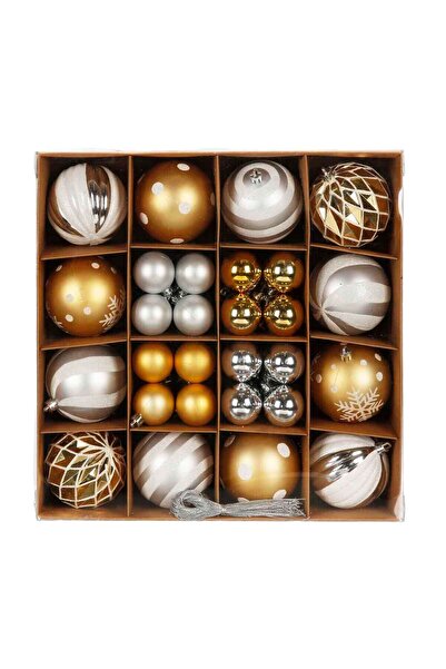 Sunman Christmas Gold and Silver Tree Ornament Mixed Set of 28