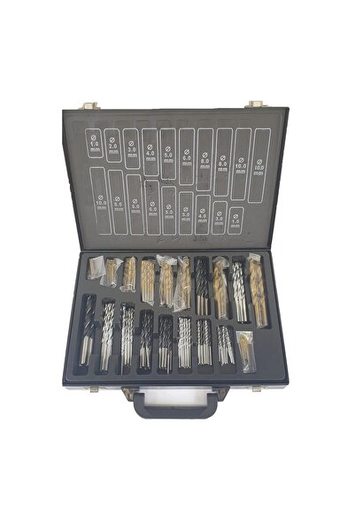 Silver Kit of 160 drill bits for wood, iron, concrete