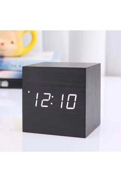Generic Wooden Mirror Digital LED Display Alarm Clock Modern Desktop Clock Sn...