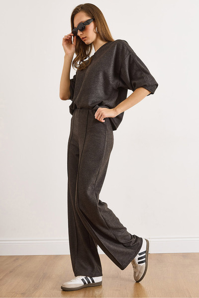 Olalook Kadın Füme Dikiş Detaylı Dökümlü Selanik Pantolon PNT-19000379