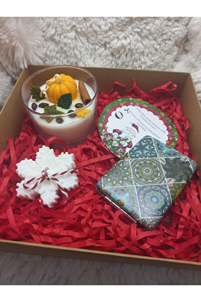 Yılbaşı Işığı Seti | Balkabağı Temalı El Yapımı Kokulu Bardak Mum, Kar Tanesi Mum, Sürpriz Hediye