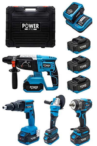 POWER BLACK şarjlı alçıpanlı 4 lü set + vidalama + avuç taşlama + 3 batarya 1...